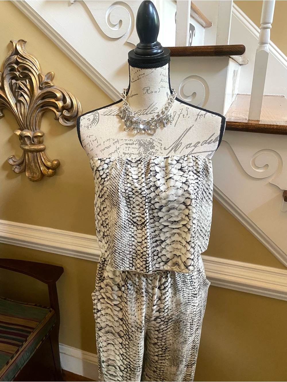 VICI Tyche strapless snakeskin print jumpsuit